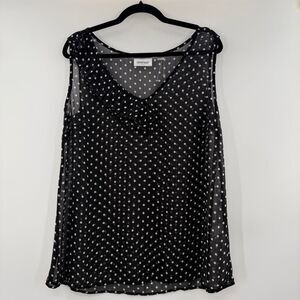 3For$20 Avenue Black and White Polka Dot Sleeveless Blouse size: 14/16